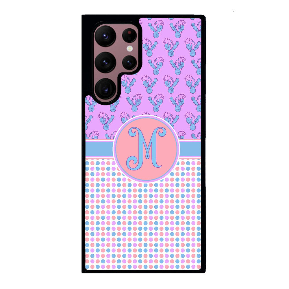 Cactus Cats Polka Dots Initial Samsung Phone Case