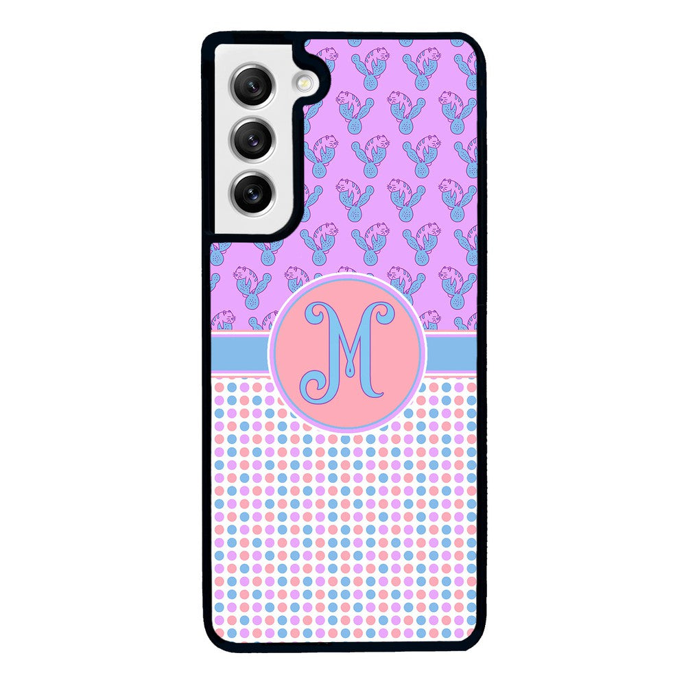 Cactus Cats Polka Dots Initial Samsung Phone Case