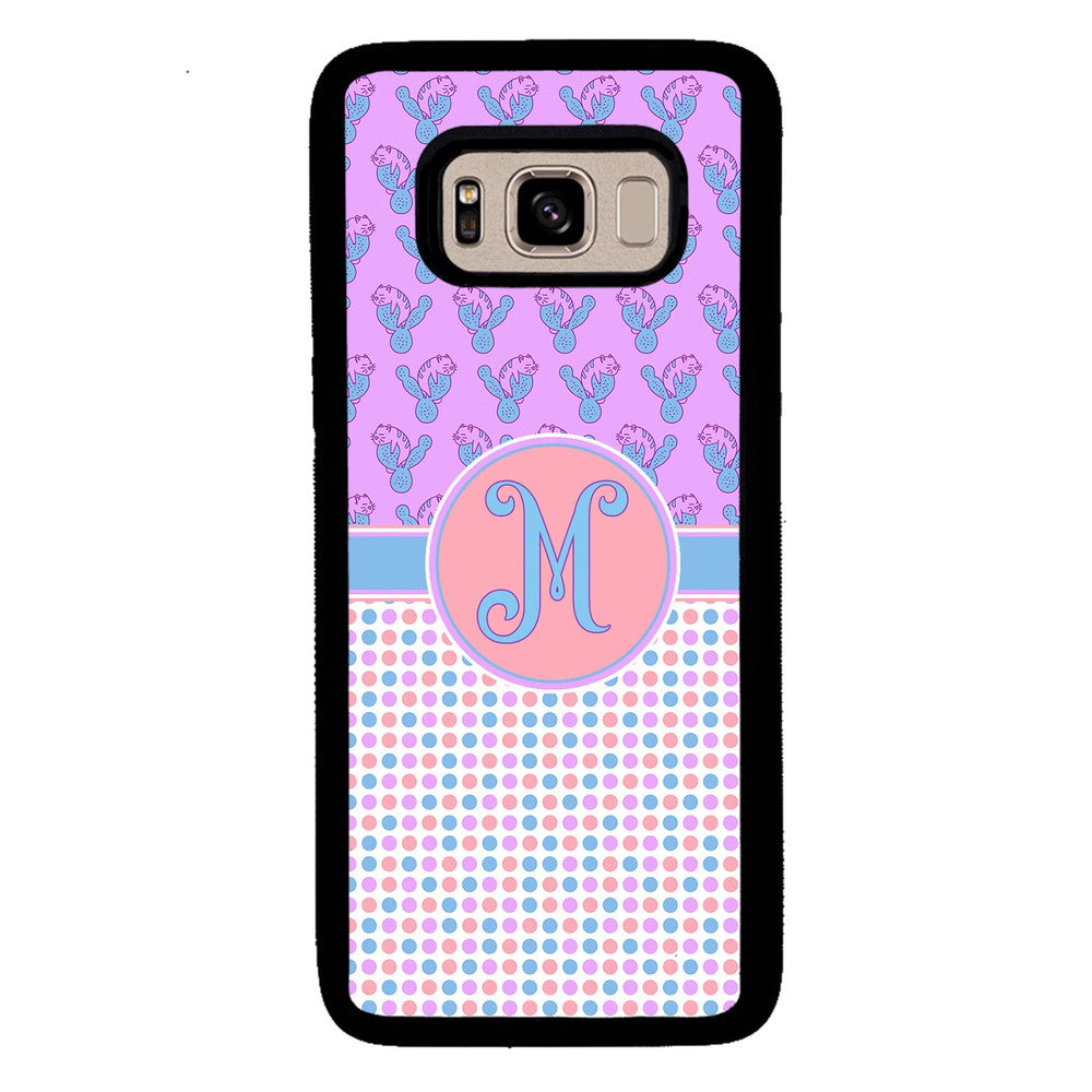 Cactus Cats Polka Dots Initial Samsung Phone Case