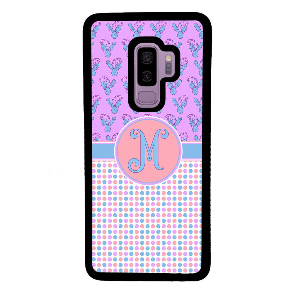 Cactus Cats Polka Dots Initial Samsung Phone Case