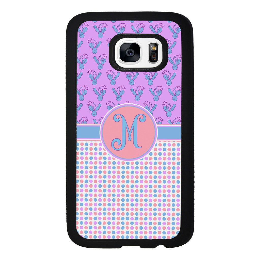Cactus Cats Polka Dots Initial Samsung Phone Case