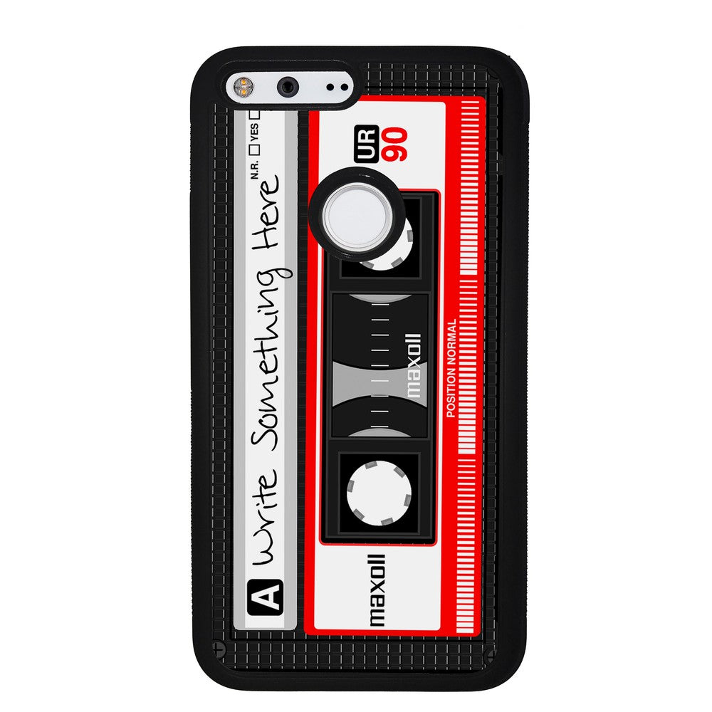 Cassette Tape Black and Red Personalized Google Phone Case