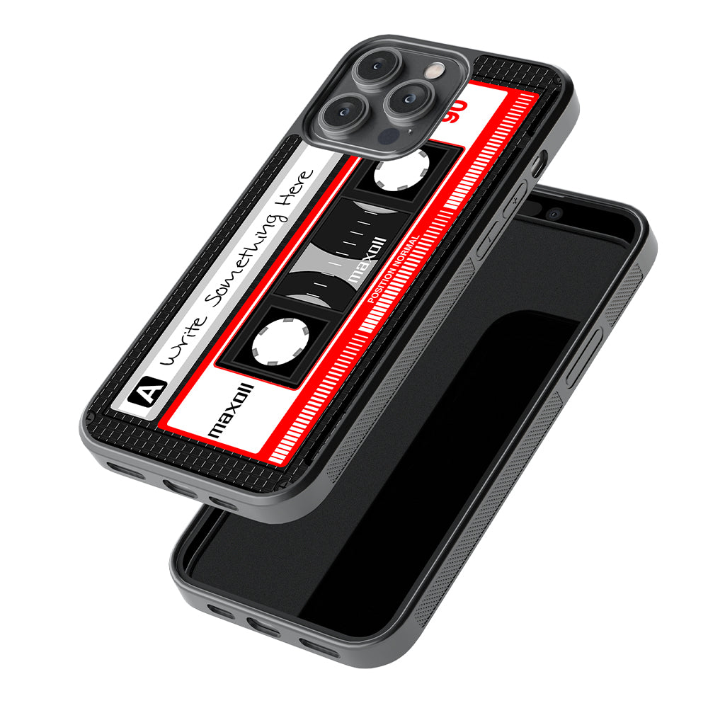 Cassette Tape Black and Red Personalized Apple iPhone Case
