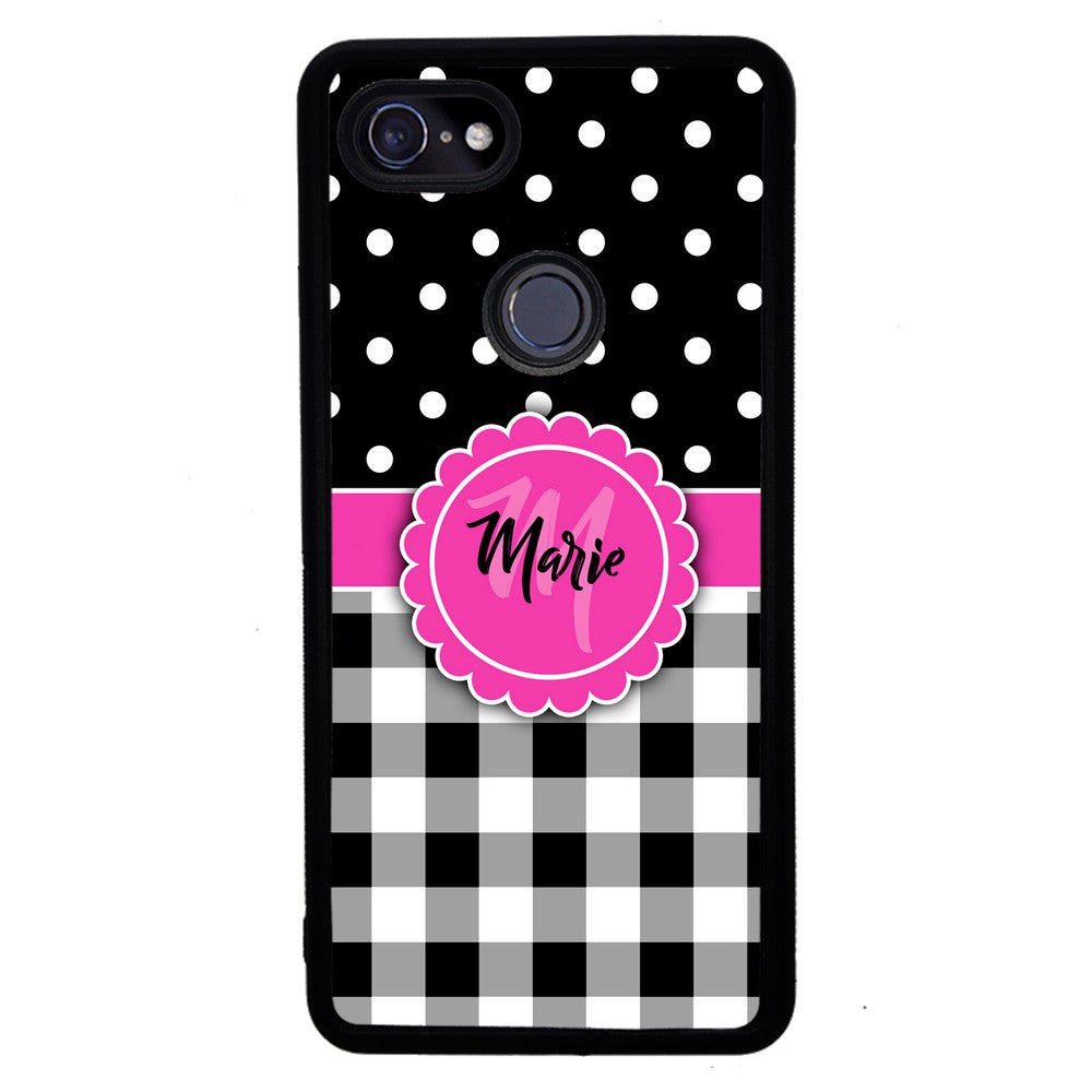 Black Polka Dot Black Plaid Personalized Google Phone Case