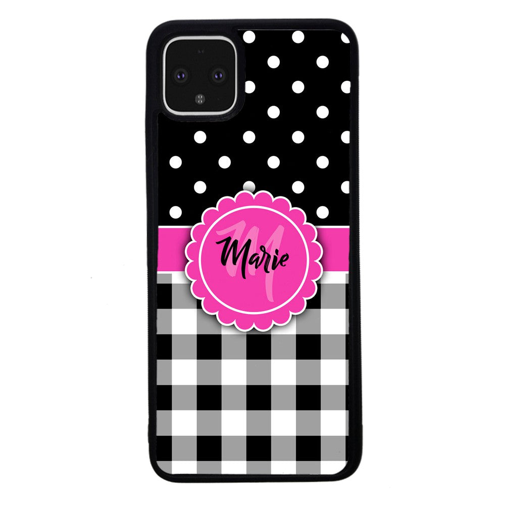 Black Polka Dot Black Plaid Personalized Google Phone Case