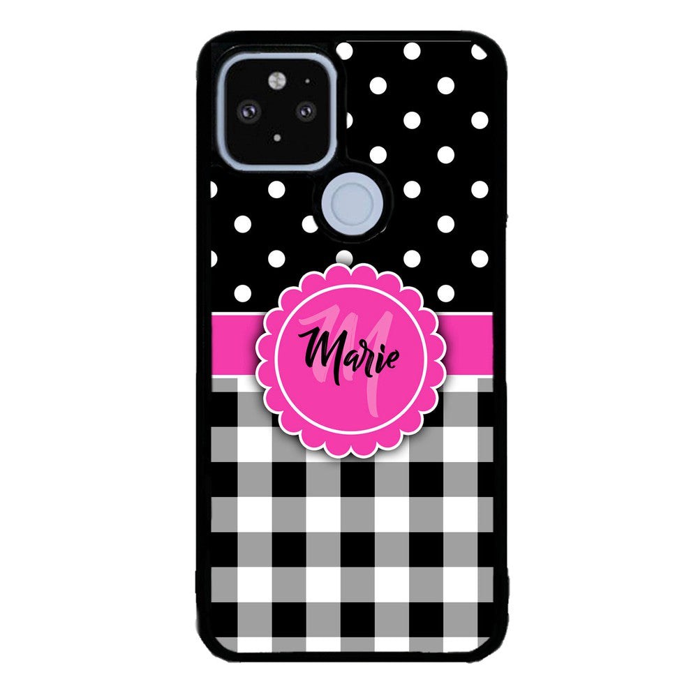 Black Polka Dot Black Plaid Personalized Google Phone Case