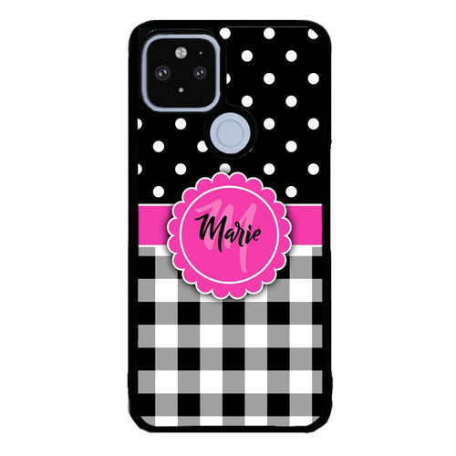 Black Polka Dot Black Plaid Personalized Google Phone Case