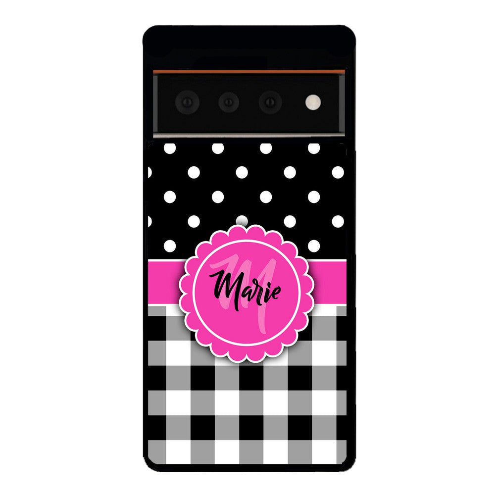Black Polka Dot Black Plaid Personalized Google Phone Case