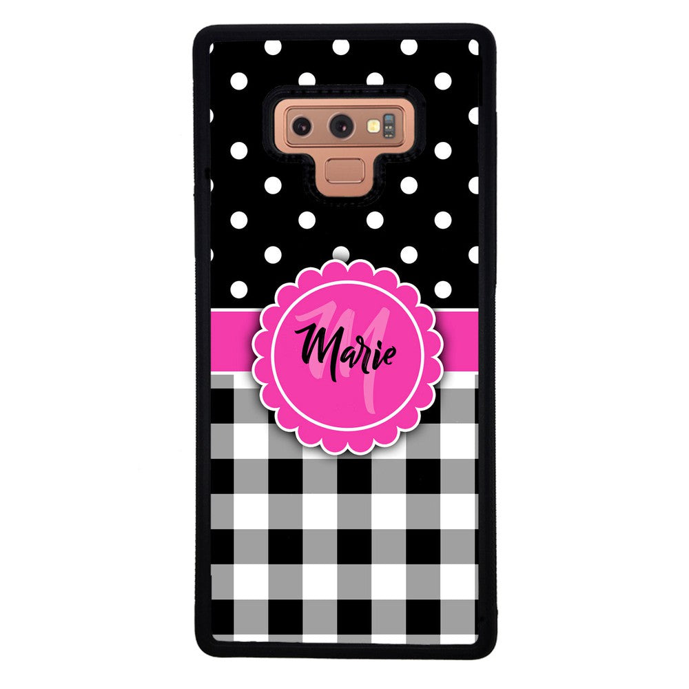Black Polka Dot Black Plaid Personalized Samsung Phone Case