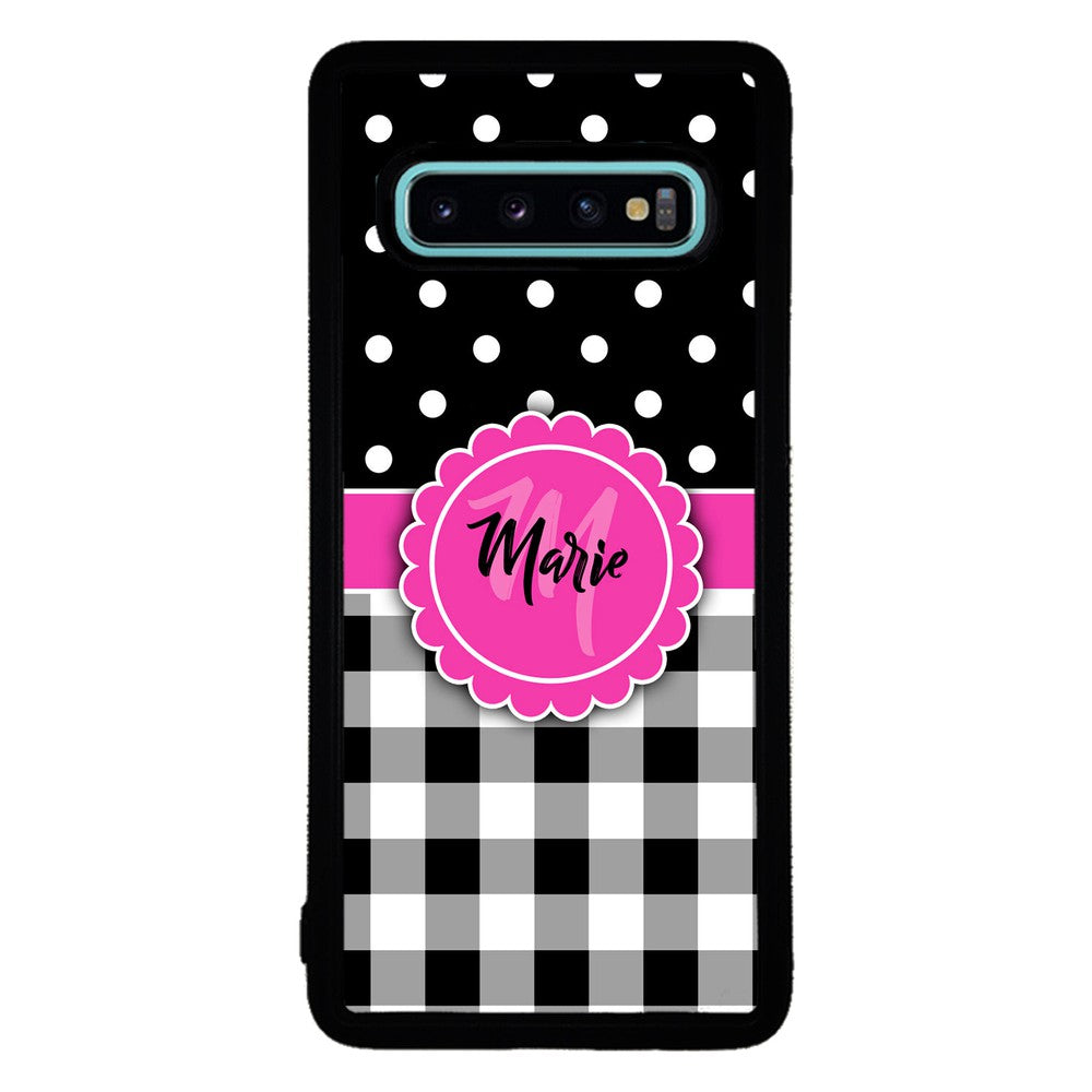 Black Polka Dot Black Plaid Personalized Samsung Phone Case