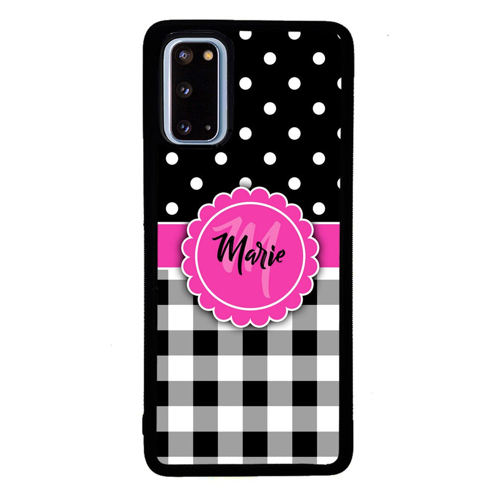 Black Polka Dot Black Plaid Personalized Samsung Phone Case