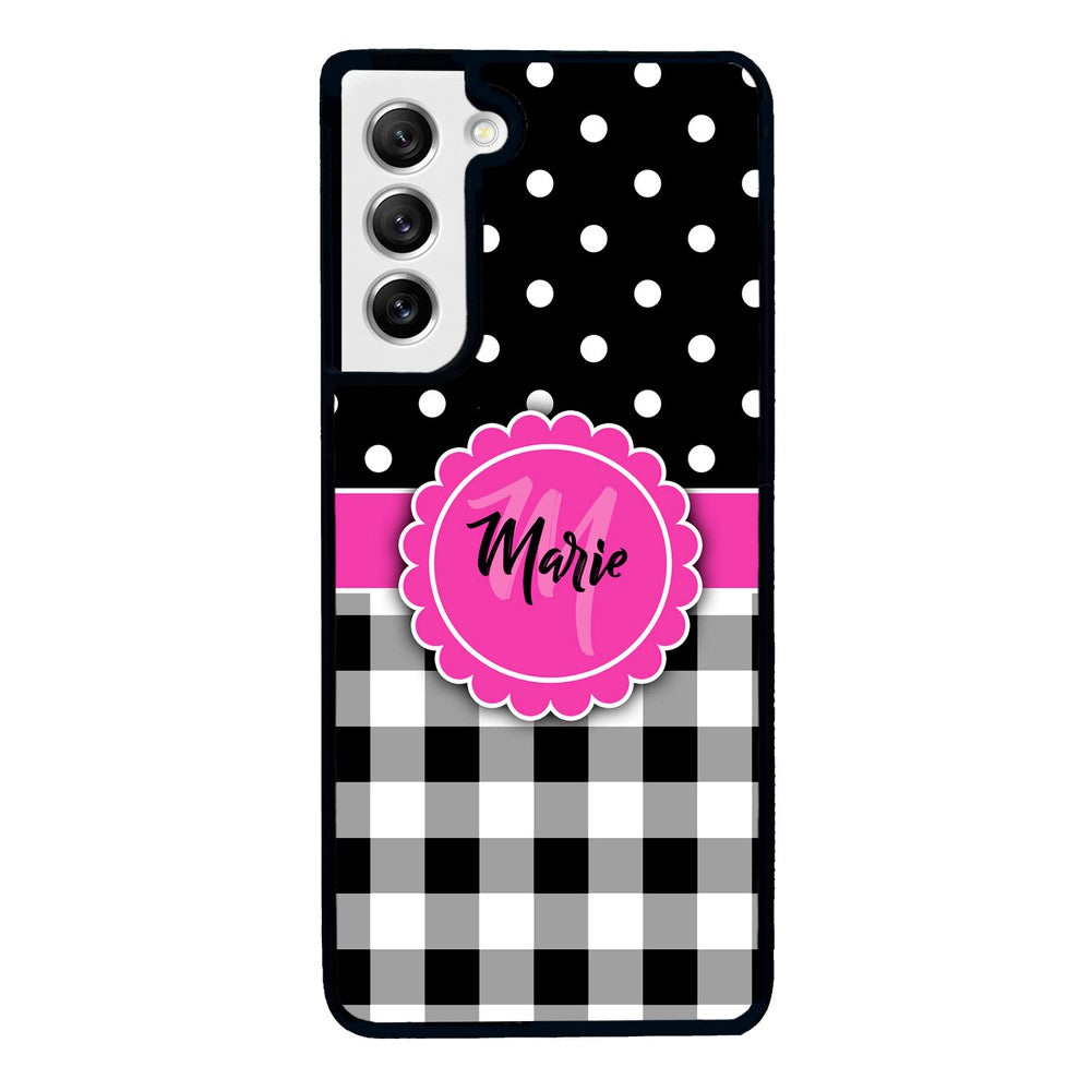 Black Polka Dot Black Plaid Personalized Samsung Phone Case