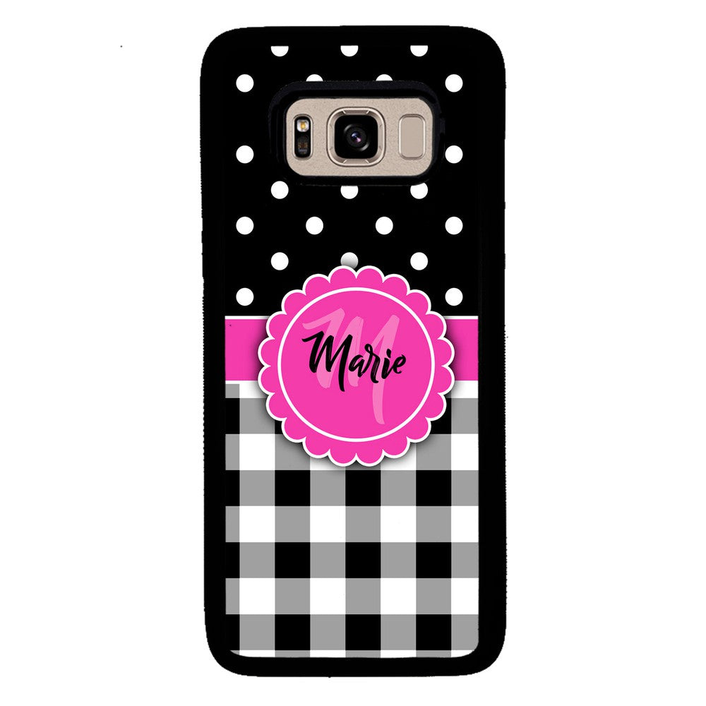 Black Polka Dot Black Plaid Personalized Samsung Phone Case