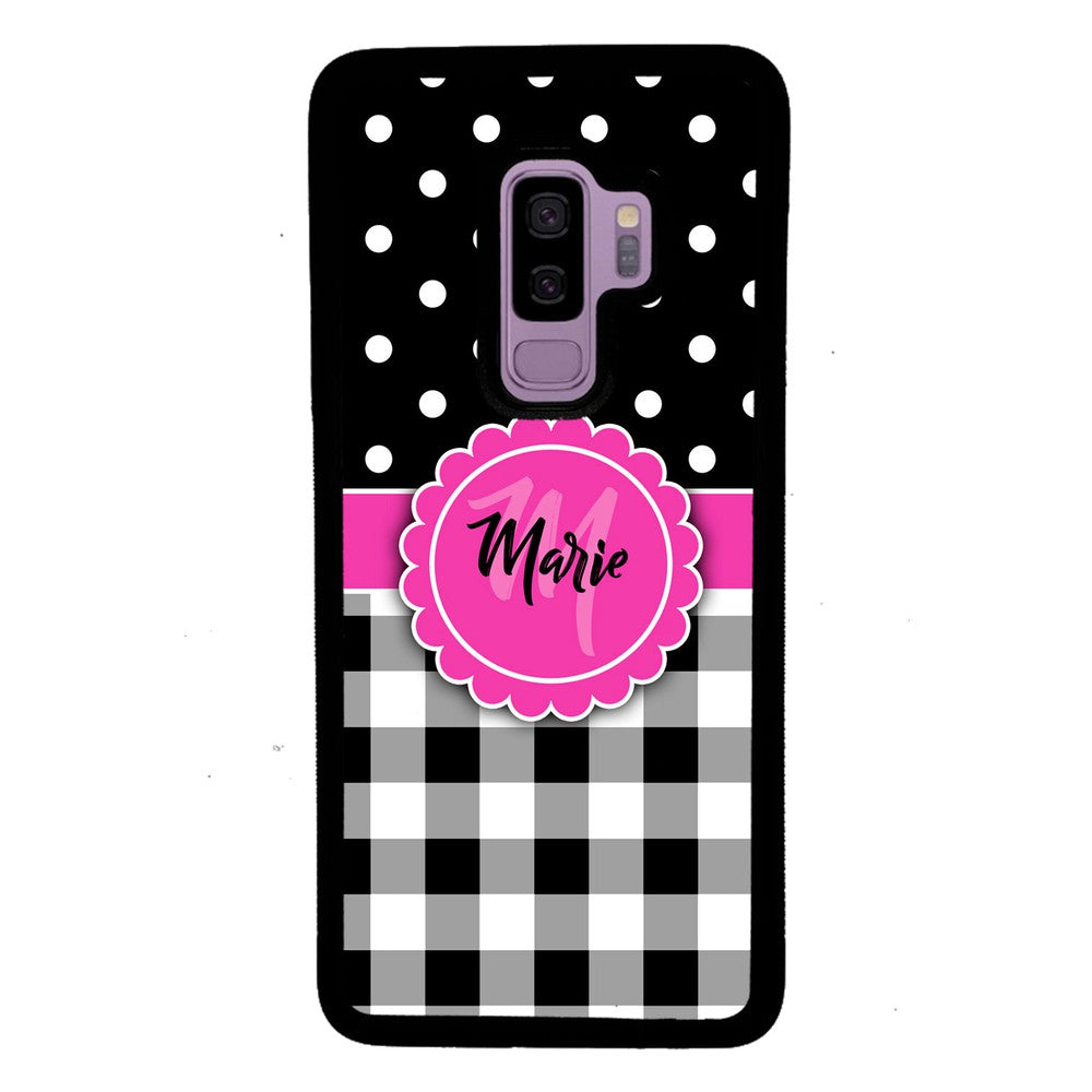 Black Polka Dot Black Plaid Personalized Samsung Phone Case