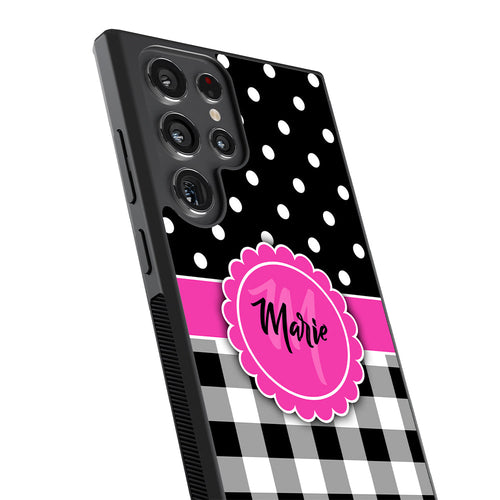 Black Polka Dot Black Plaid Personalized Samsung Phone Case