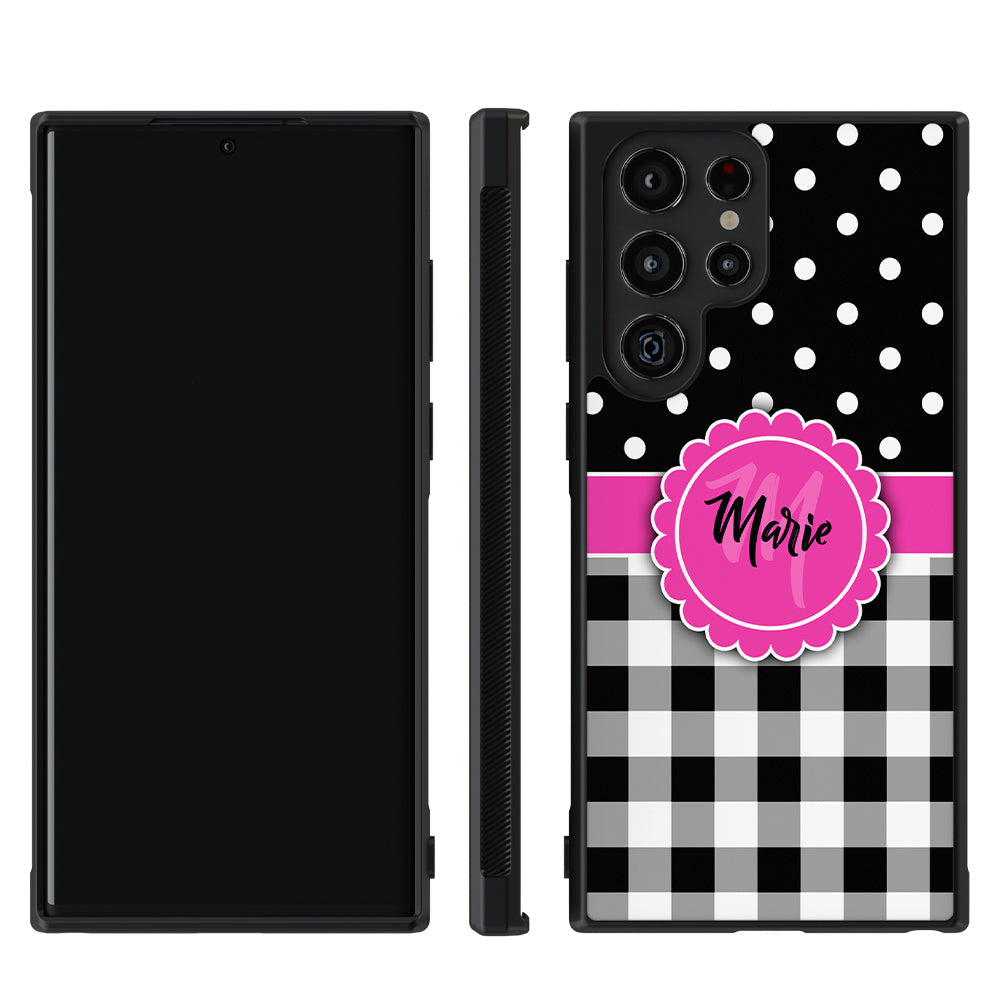 Black Polka Dot Black Plaid Personalized Samsung Phone Case