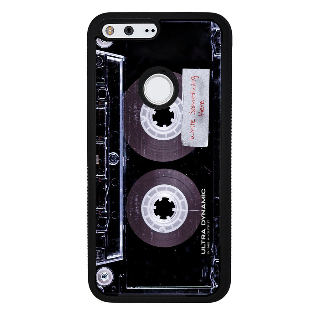 Clear Black Retro Cassette Tape Personalized Google Phone Case