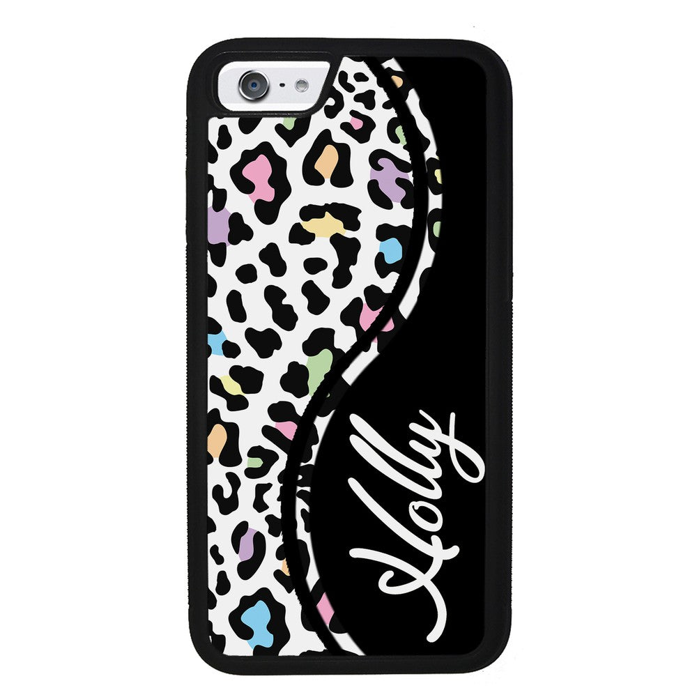 Colorful Cheetah Curvy Personalized Apple iPhone Case