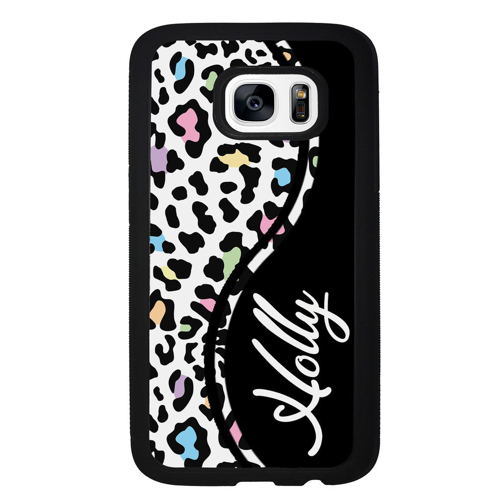 Colorful Cheetah Curvy Personalized Samsung Phone Case