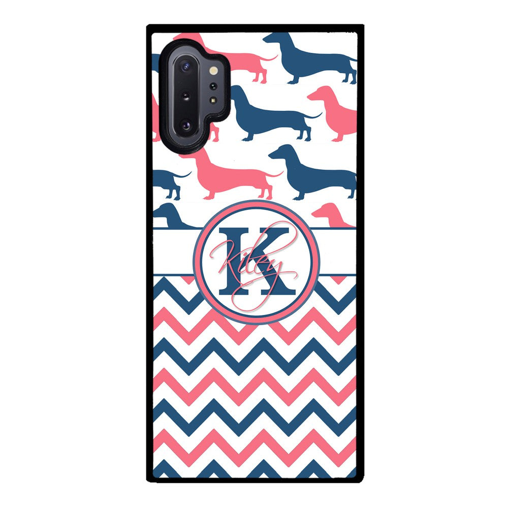 Dachshund Pink and Blue Chevron Personalized Samsung Phone Case