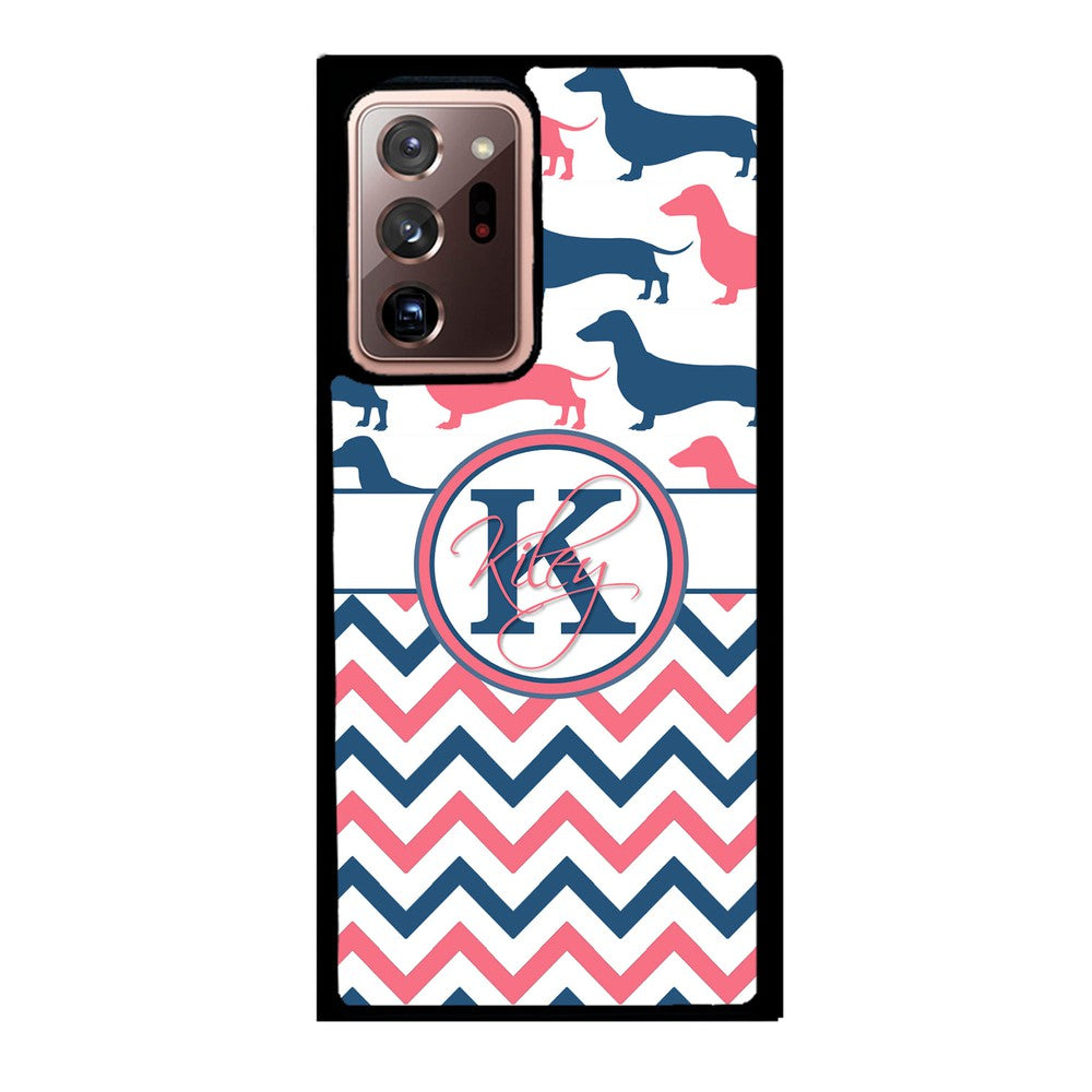Dachshund Pink and Blue Chevron Personalized Samsung Phone Case