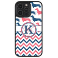 Dachshund Pink and Blue Chevron Personalized Apple iPhone Case