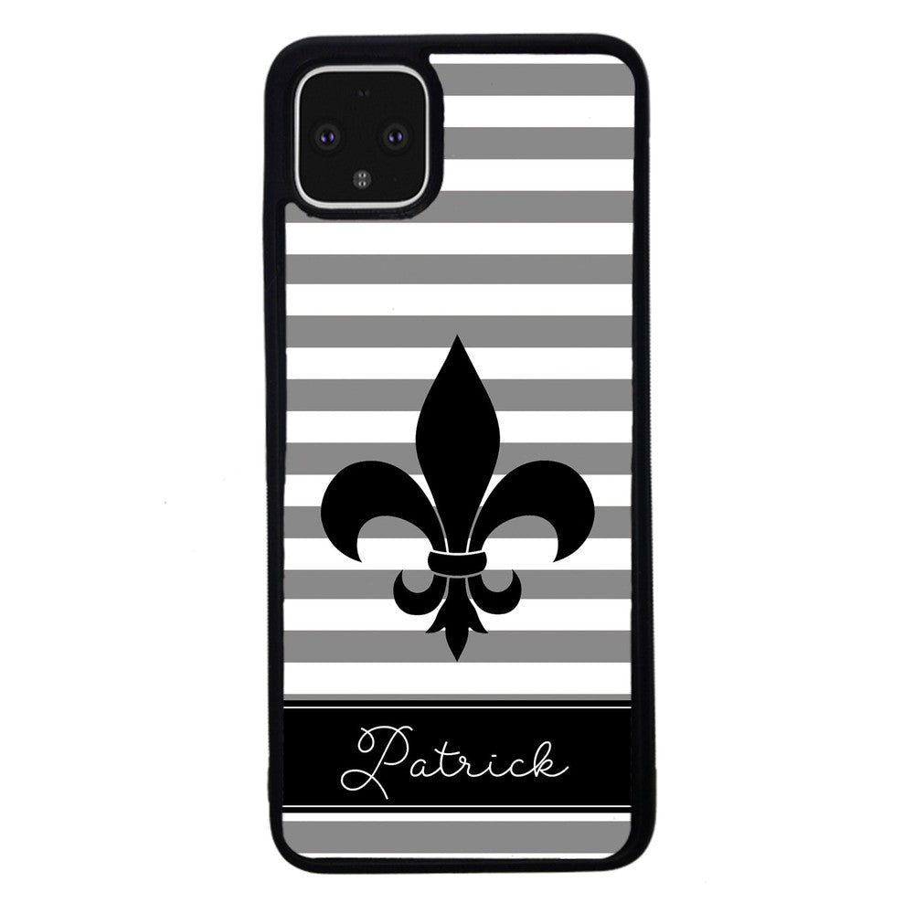 Fleur De Lis Personalized Gray Black Google Phone Case
