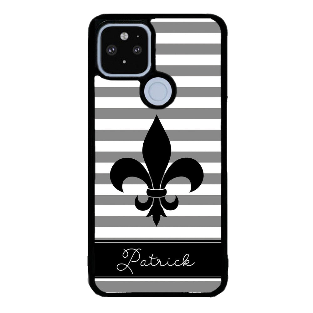 Fleur De Lis Personalized Gray Black Google Phone Case