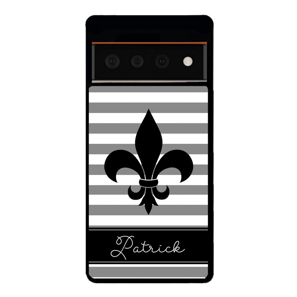 Fleur De Lis Personalized Gray Black Google Phone Case