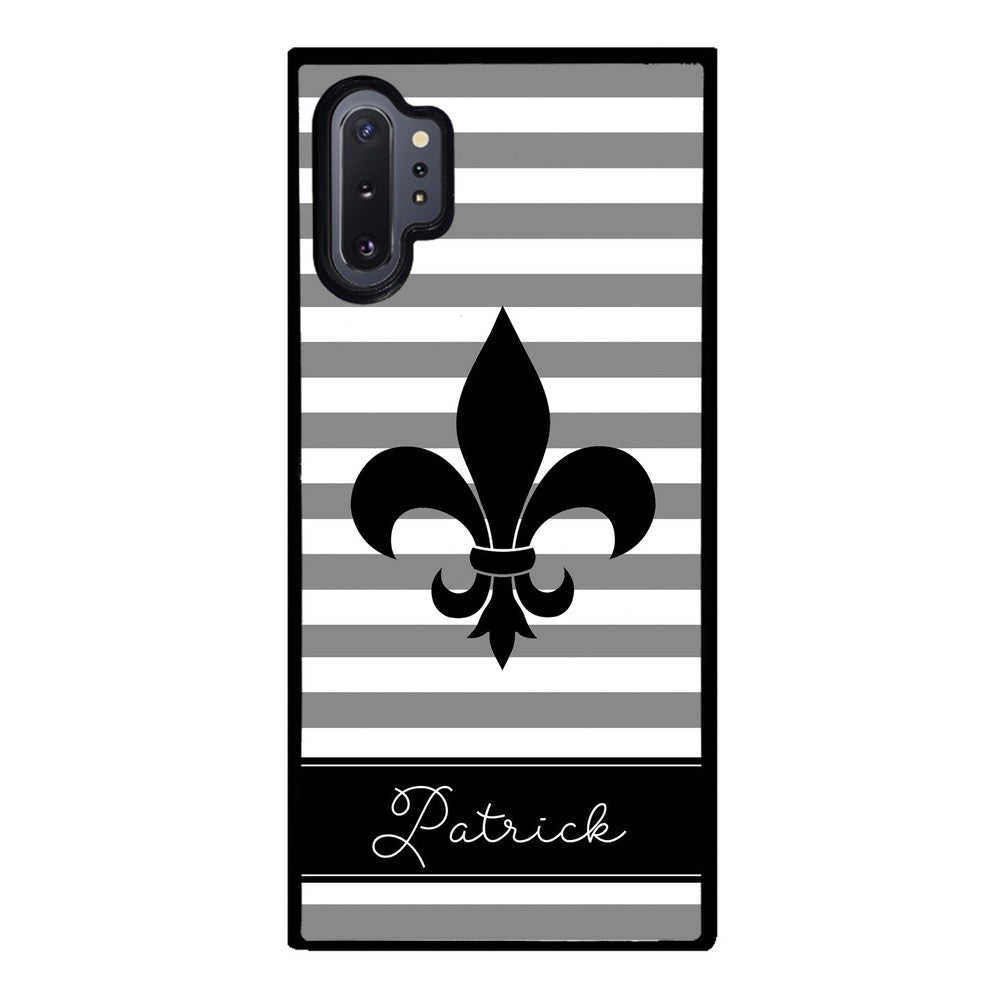 Fleur De Lis Personalized Gray Black Samsung Phone Case