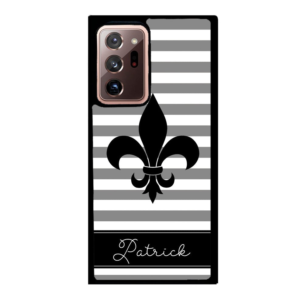 Fleur De Lis Personalized Gray Black Samsung Phone Case