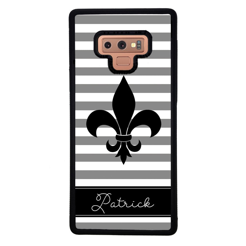 Fleur De Lis Personalized Gray Black Samsung Phone Case