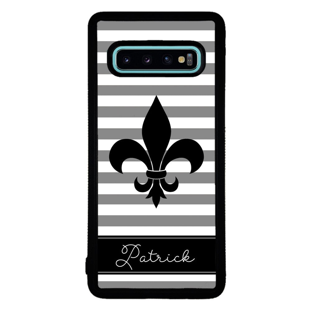 Fleur De Lis Personalized Gray Black Samsung Phone Case