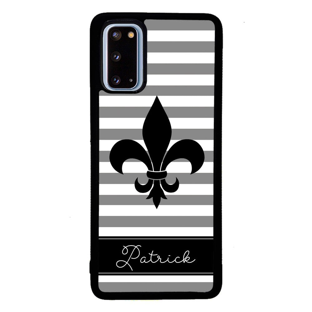Fleur De Lis Personalized Gray Black Samsung Phone Case