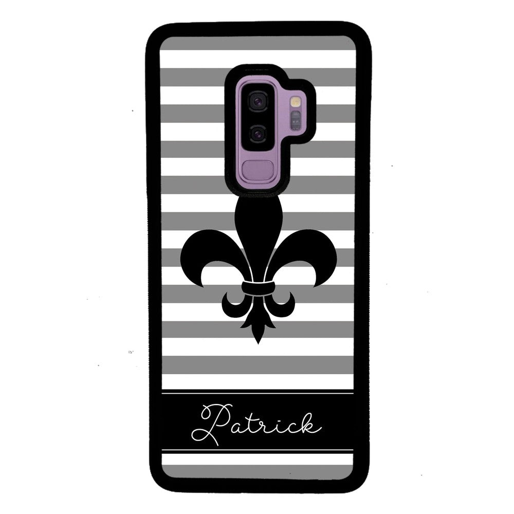 Fleur De Lis Personalized Gray Black Samsung Phone Case