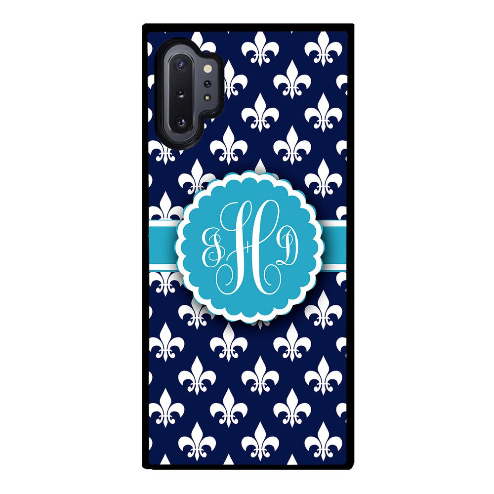 Blue Fleur De Lis Monogram Samsung Phone Case