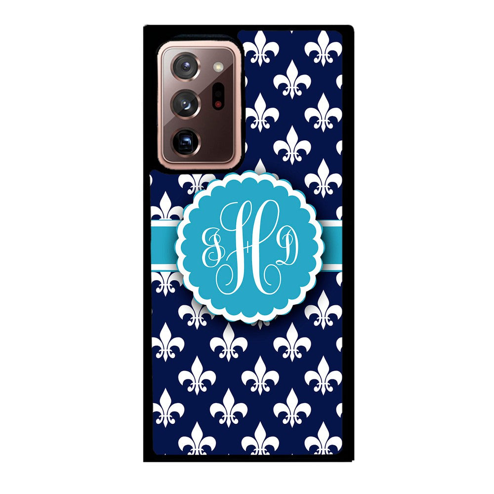 Blue Fleur De Lis Monogram Samsung Phone Case