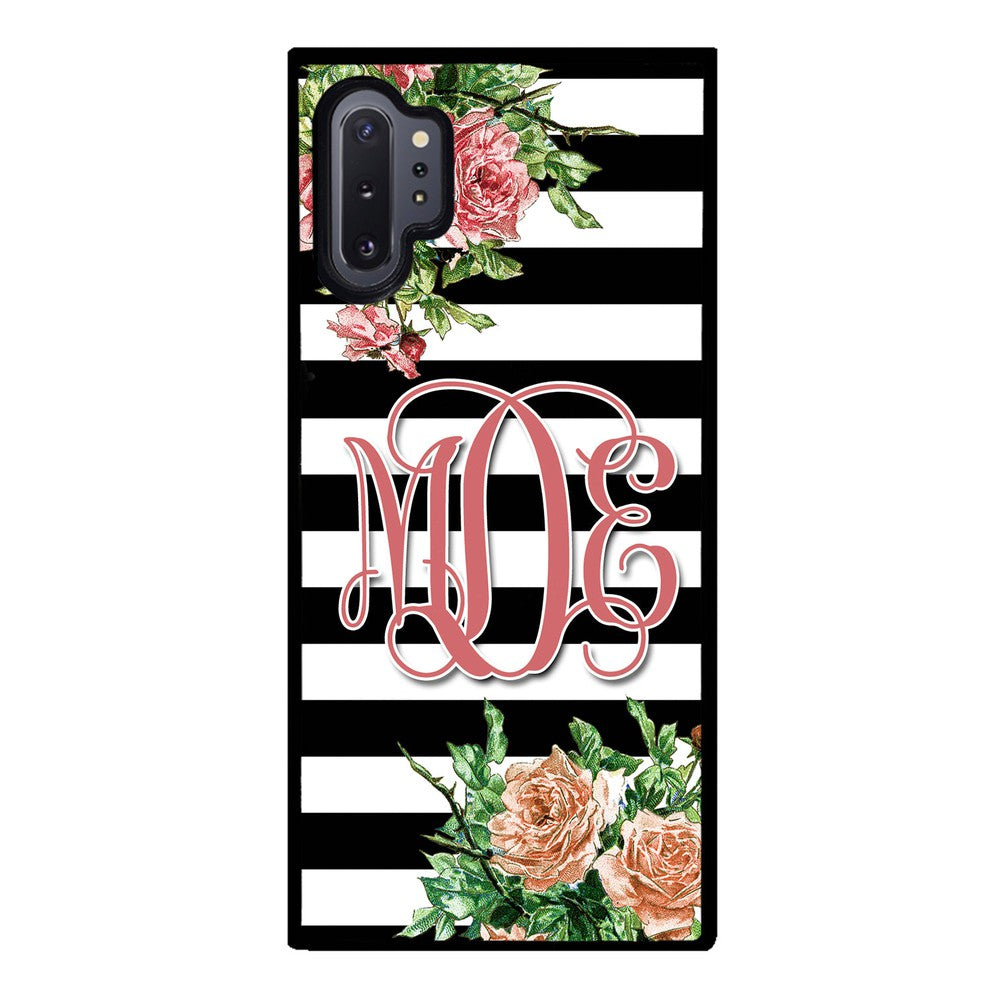 Vintage Pretty Flower Bars Monogram Samsung Phone Case