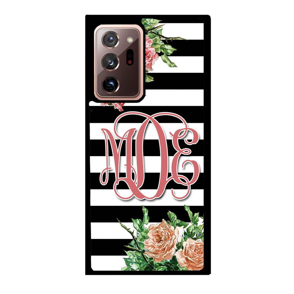 Vintage Pretty Flower Bars Monogram Samsung Phone Case