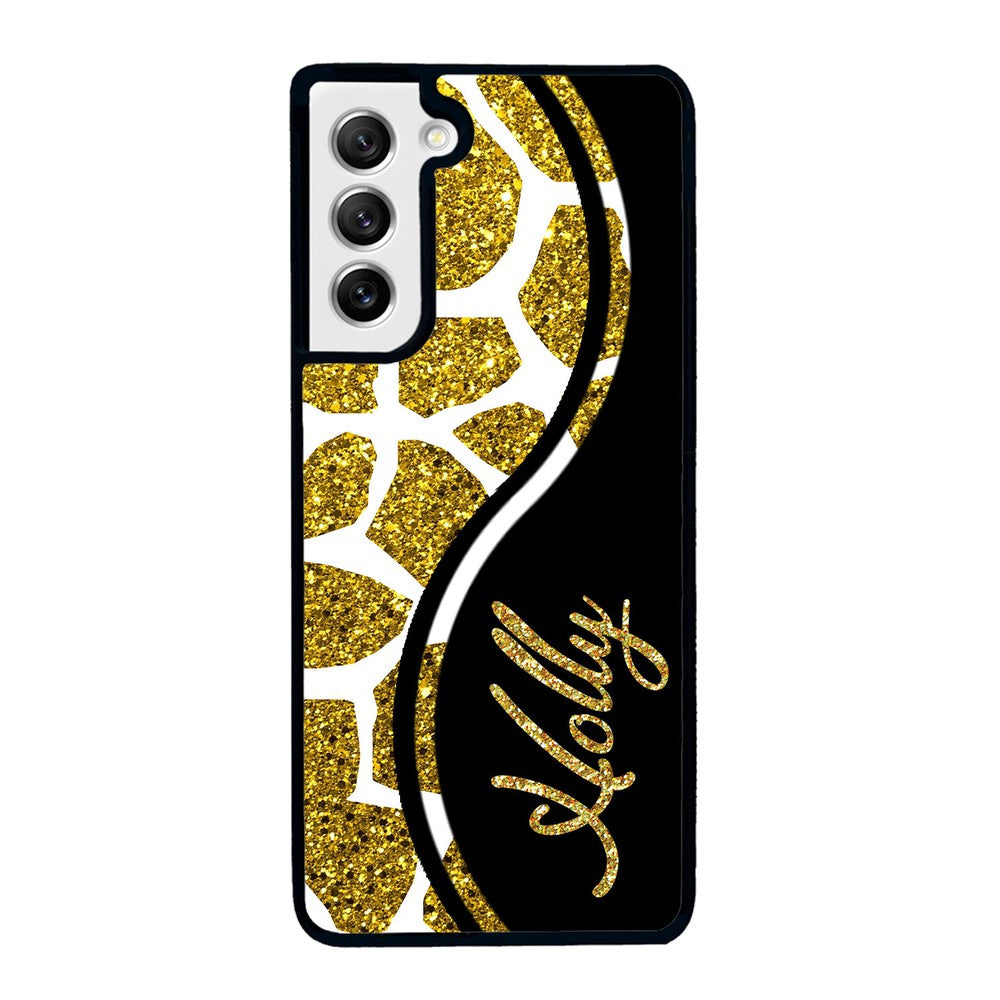 Gold Glitter Giraffe Curvy Personalized Samsung Phone Case