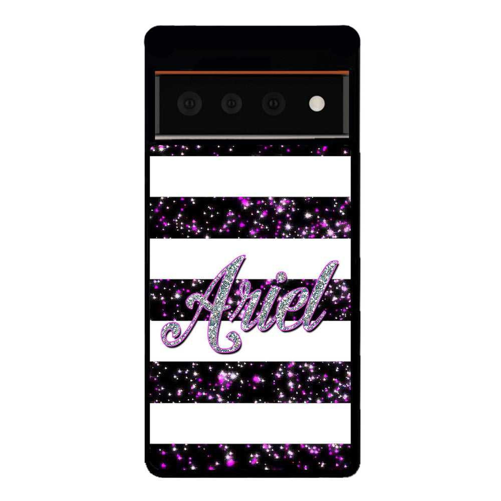 Purple Silver Glitter Bars Personalized Google Phone Case