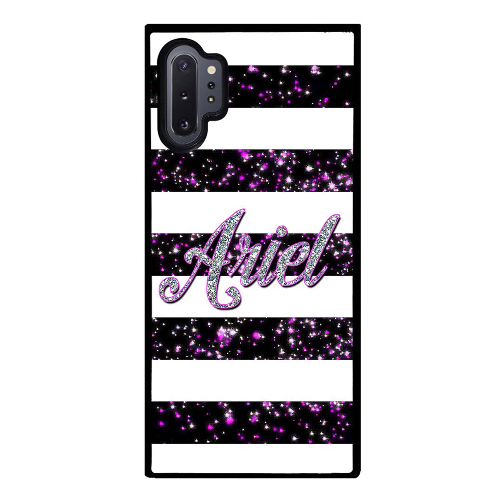 Purple Silver Glitter Bars Personalized Samsung Phone Case