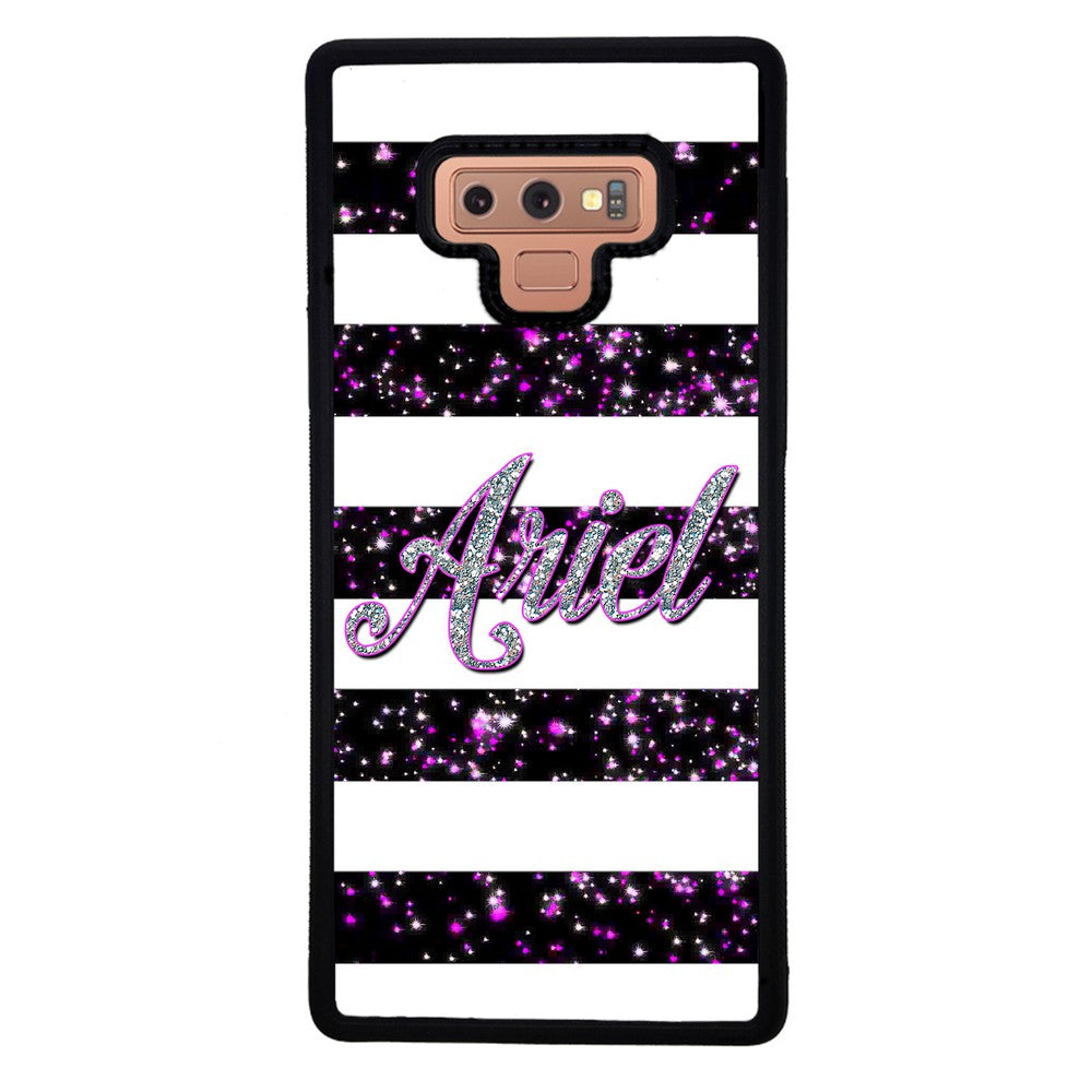 Purple Silver Glitter Bars Personalized Samsung Phone Case