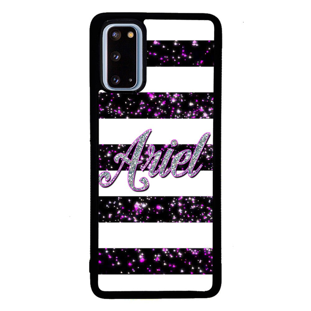 Purple Silver Glitter Bars Personalized Samsung Phone Case