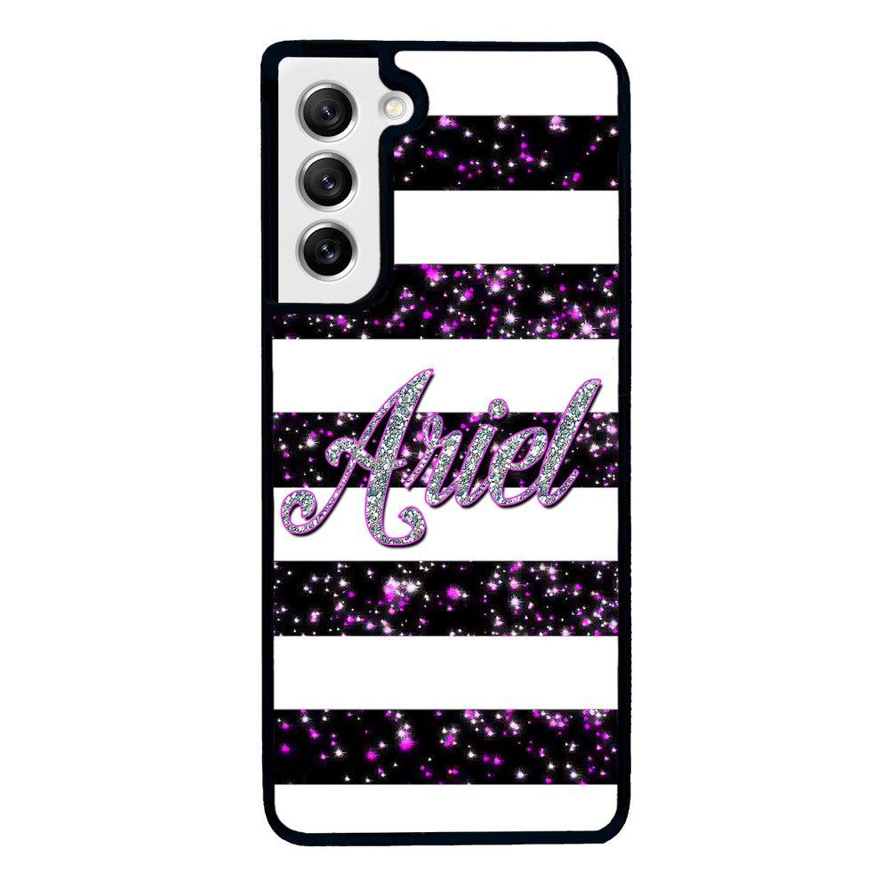 Purple Silver Glitter Bars Personalized Samsung Phone Case