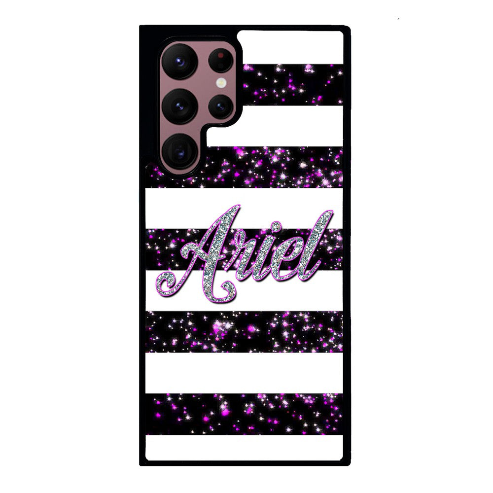 Purple Silver Glitter Bars Personalized Samsung Phone Case