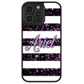 Purple Silver Glitter Bars Personalized Apple iPhone Case