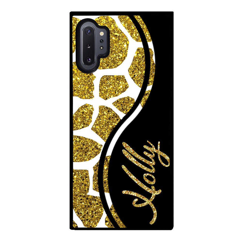 Gold Glitter Giraffe Curvy Personalized Samsung Phone Case