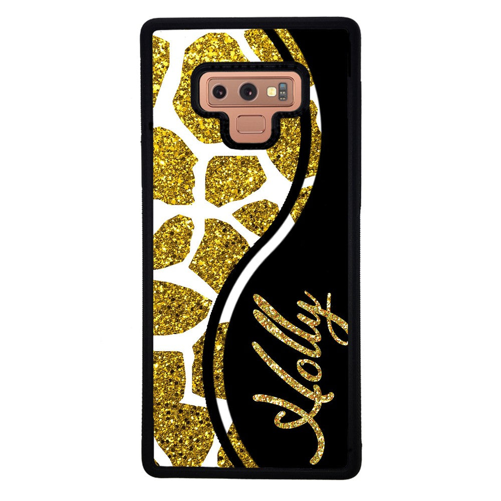 Gold Glitter Giraffe Curvy Personalized Samsung Phone Case