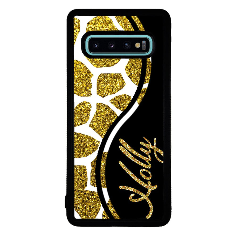 Gold Glitter Giraffe Curvy Personalized Samsung Phone Case